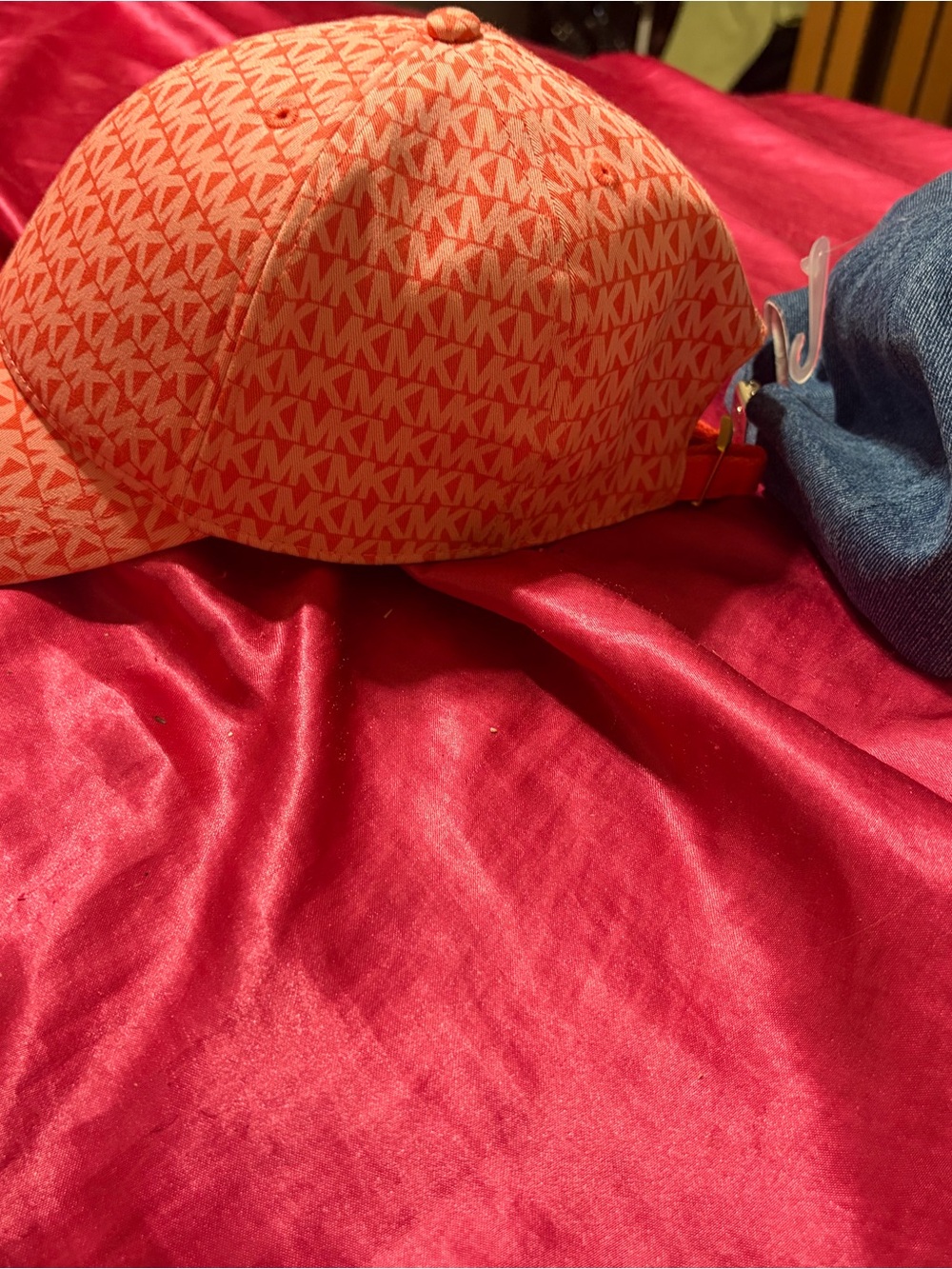 Michael Kors Orange All-Over MK Logo Baseball Cap and brand new denim hat! - Picture 2 of 8
